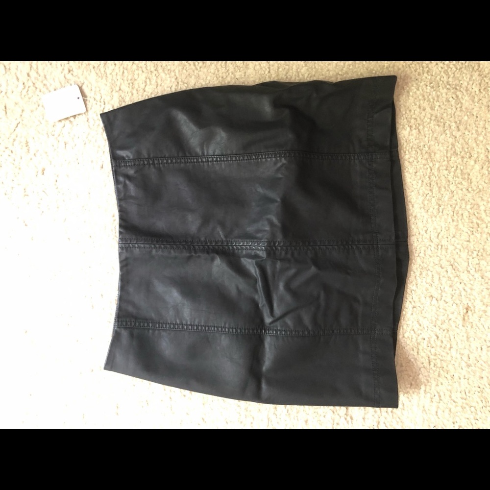 Free People Black Leather Skirt